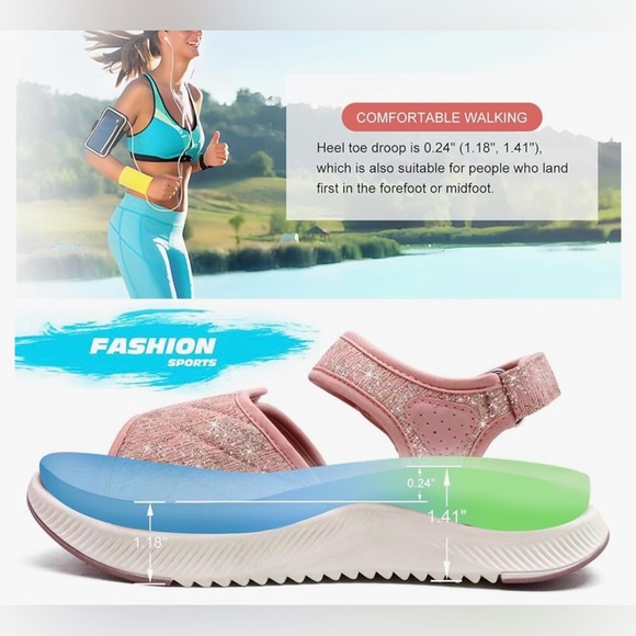 NWT Walking Sandals Women, Arch Support Hiking Sandals Orthotics - Picture 8 of 12